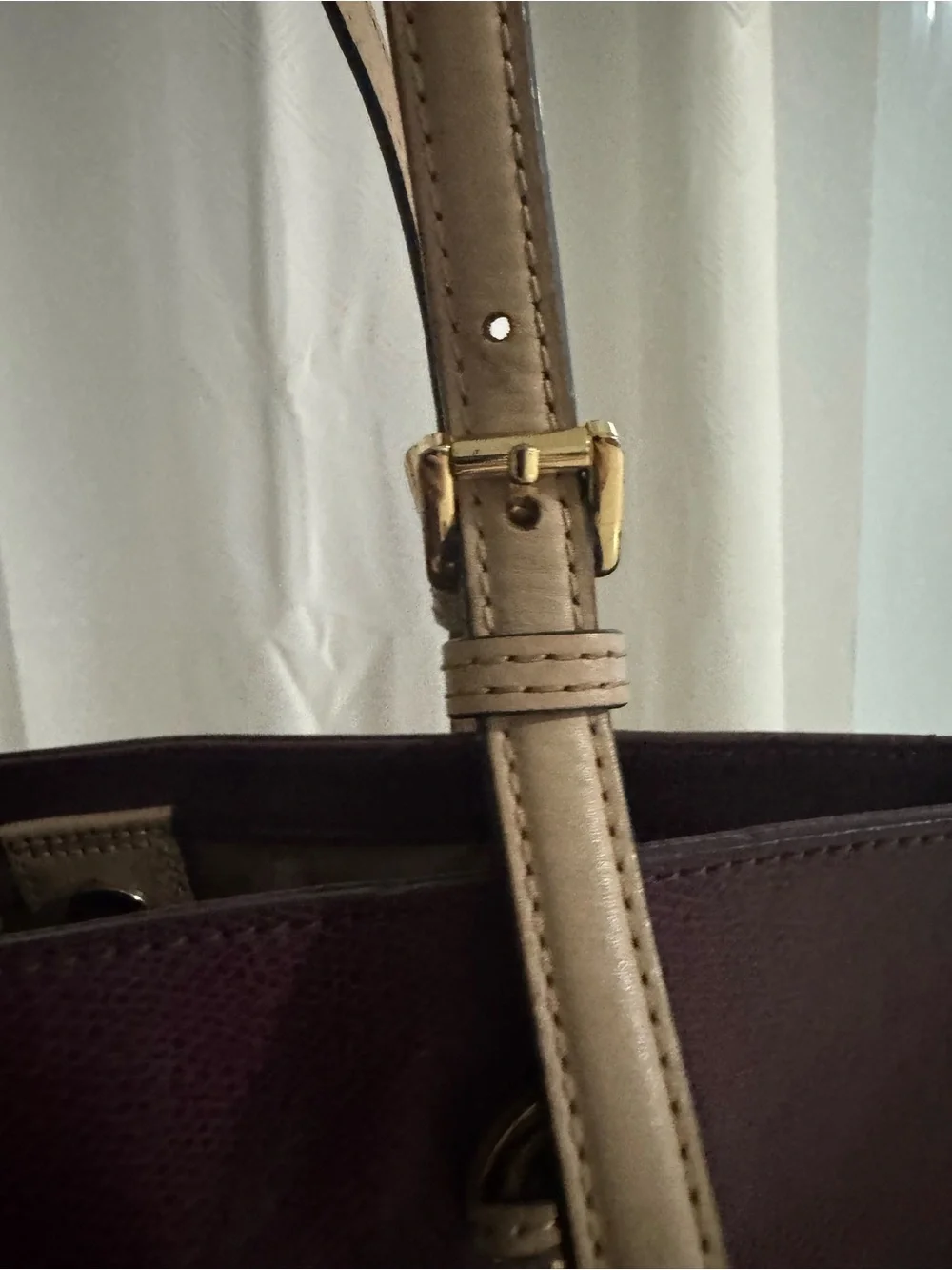 Michael Kors Deep Plum Tote with Tan Leather Accents (vintage)